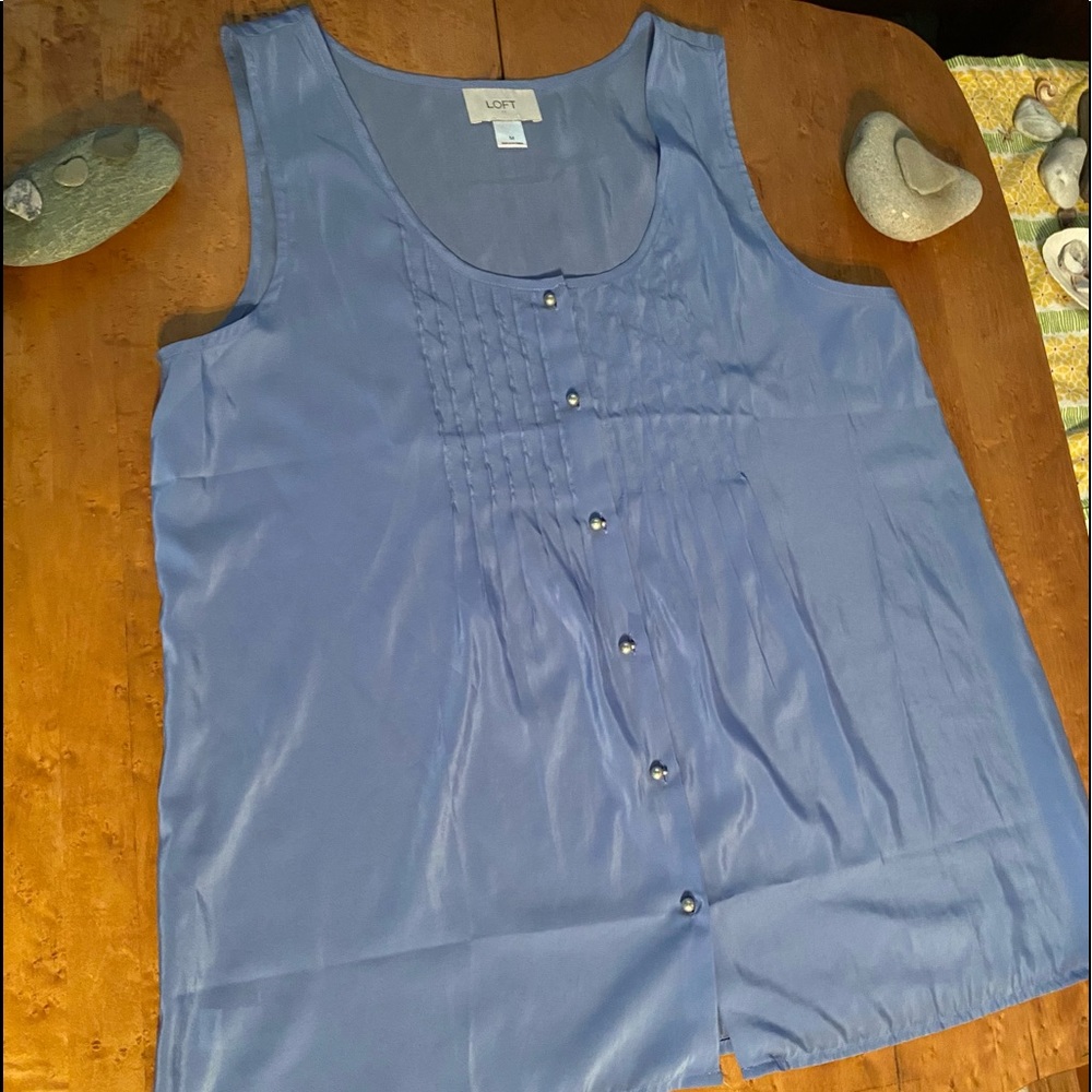 Loft Size M Sheer Button-Down Sleeveless Blouse